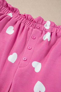 KaleaBoutique Comfortable Valentine Heart Print Long Sleeve Tee and Shorts Lounge Set - KaleaBoutique.com