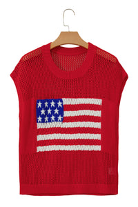 KaleaBoutique Stylish Flag Graphic Short Sleeve Sweater Top - KaleaBoutique.com
