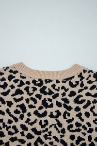 KaleaBoutique Stylish Leopard Drop Shoulder Chunky Knitted Cardigan Sweater - KaleaBoutique.com