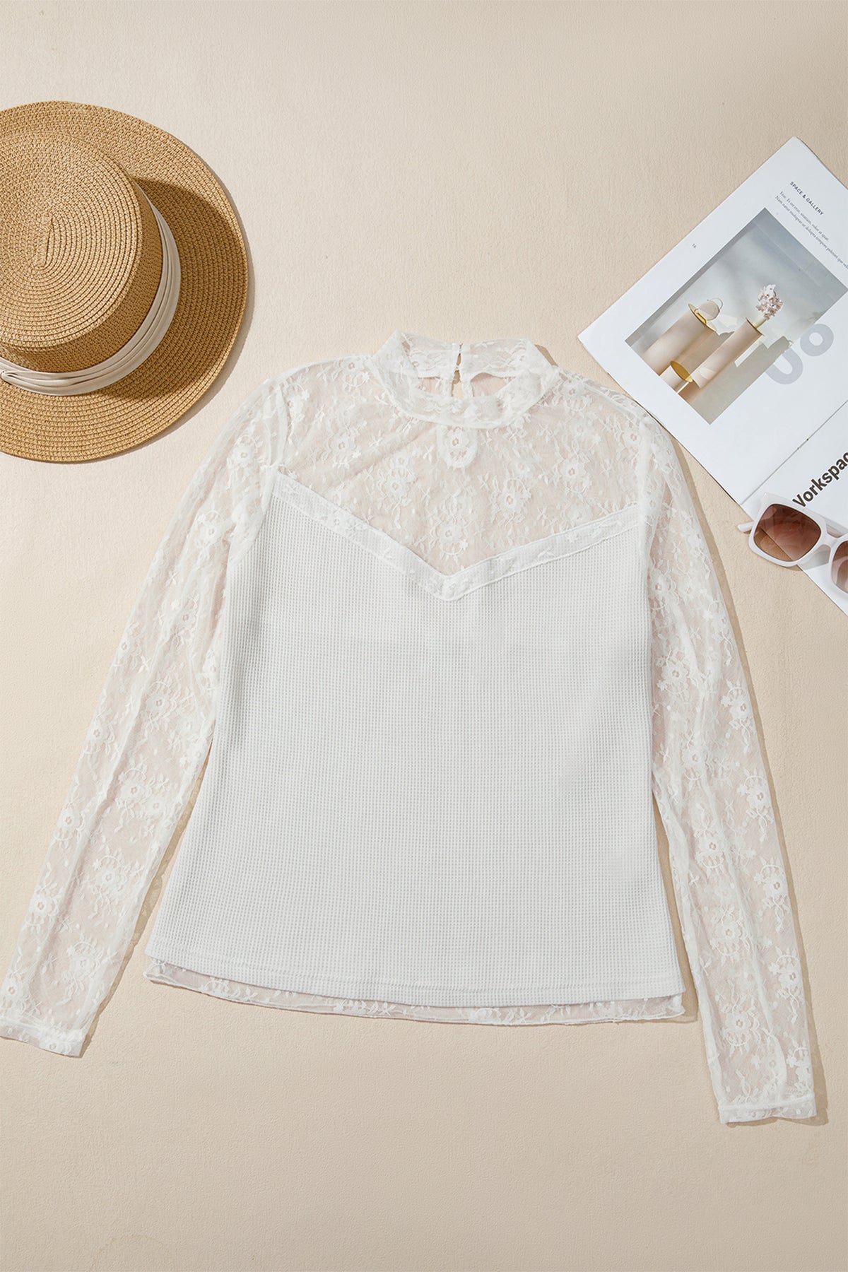 KaleaBoutique Stylish Lace Mesh Long Sleeve Top - KaleaBoutique.com