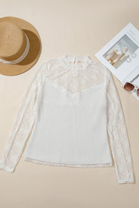 KaleaBoutique Stylish Lace Mesh Long Sleeve Top - KaleaBoutique.com