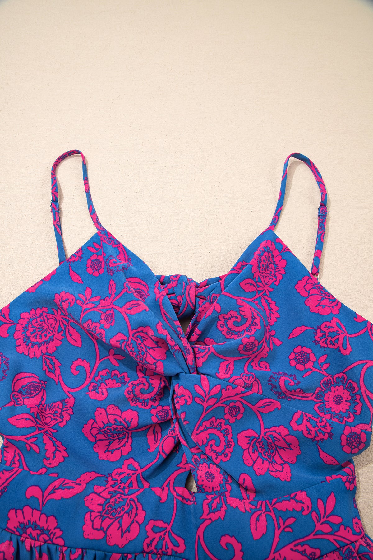 KaleaBoutique Stylish Floral Print Twisted V Neck Tied Backless Maxi Dress - KaleaBoutique.com