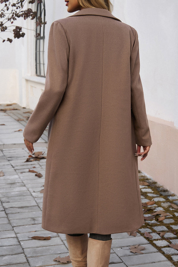 KaleaBoutique Stylish Single Breasted Lapel Collar Flap Pocketed Overcoat - KaleaBoutique.com