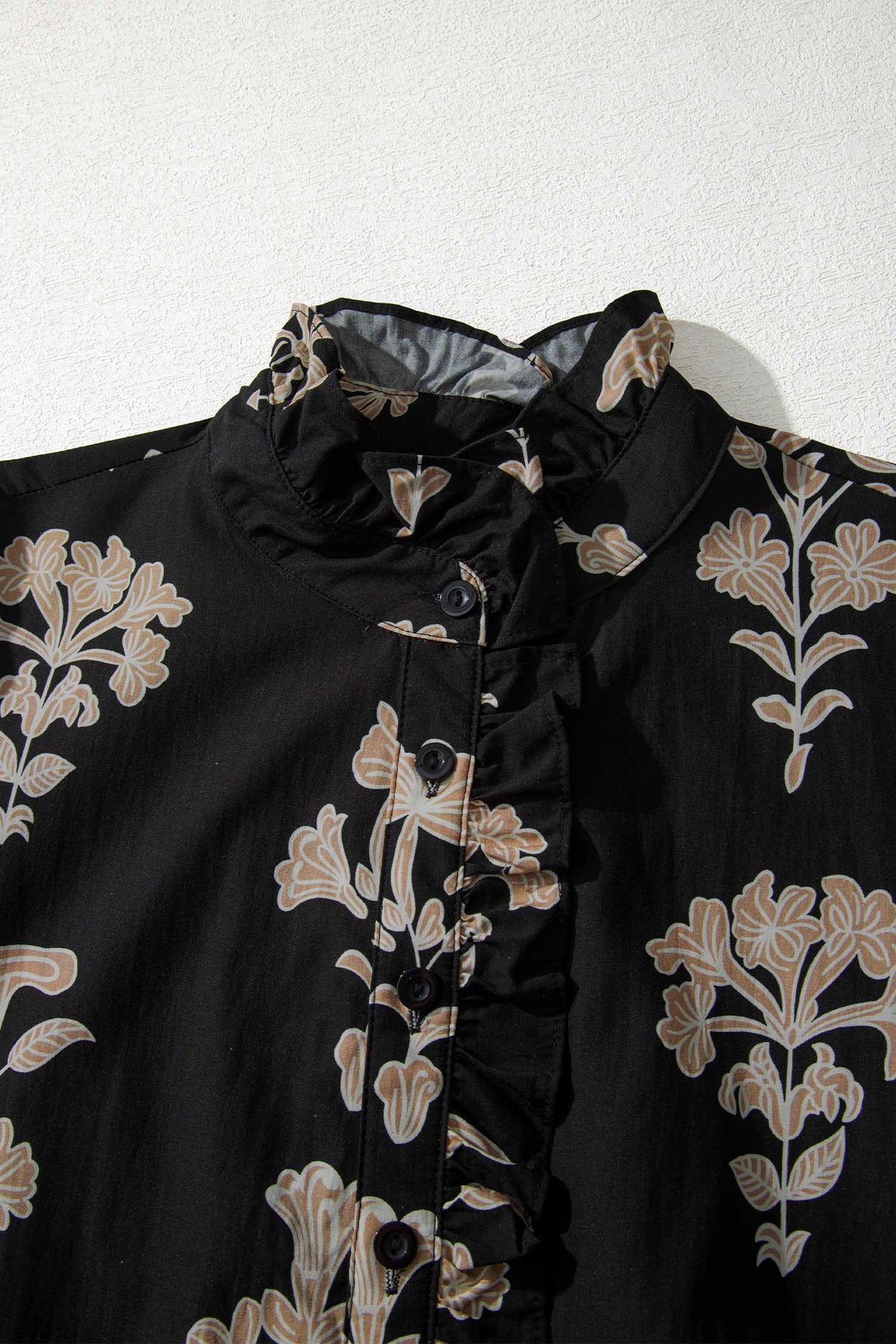 KaleaBoutique Comfortable Floral Print Frilled Collar Short Puff Sleeve Maxi Dress - KaleaBoutique.com