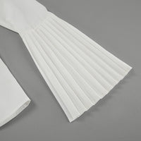 Women's Button-Front Blouse with Pleated Flared Cuffs