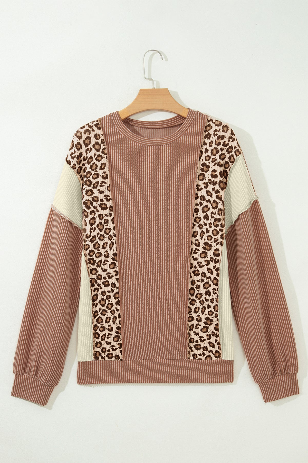 KaleaBoutique Stylish Leopard Print Colorblock Ribbed Knit Top - KaleaBoutique.com