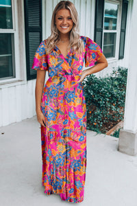 KaleaBoutique Wrap V Neck Floral Maxi Dress - KaleaBoutique.com