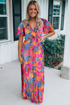 KaleaBoutique Wrap V Neck Floral Maxi Dress - KaleaBoutique.com