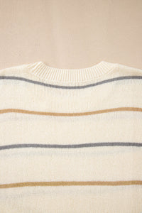 KaleaBoutique Comfortable Striped Print Drop Shoulder Shift Sweater Mini Dress - KaleaBoutique.com