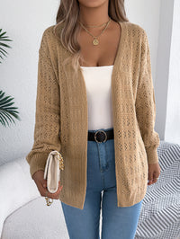Women's Openwork Open-Front Longline Balloon-Sleeve Cardigan - KaleaBoutique.com