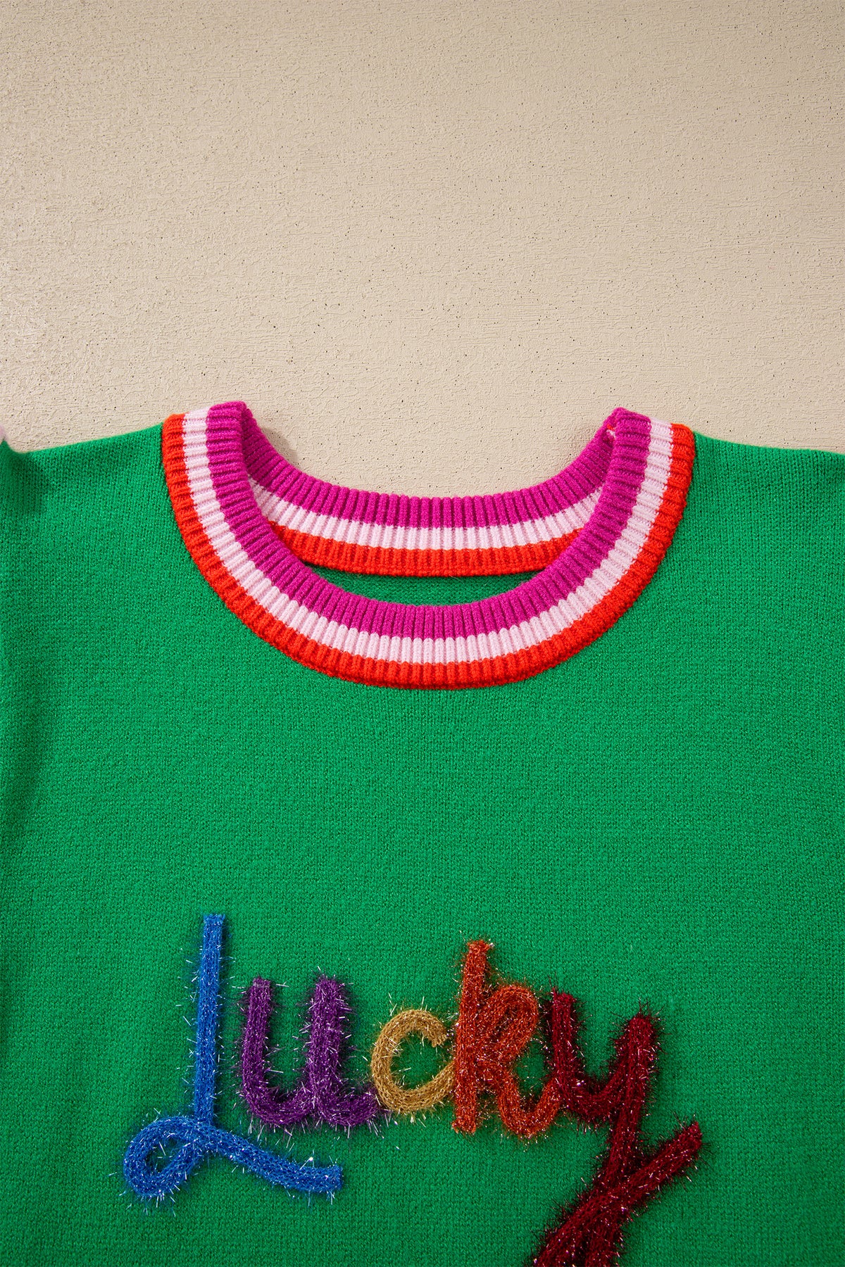 KaleaBoutique Stylish Shiny Lucky Striped Flutter Sleeve Round Neck Sweater - KaleaBoutique.com