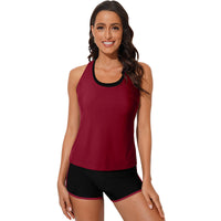 Women's Three-Piece Racerback Tankini Set with Swim Shorts - KaleaBoutique.com