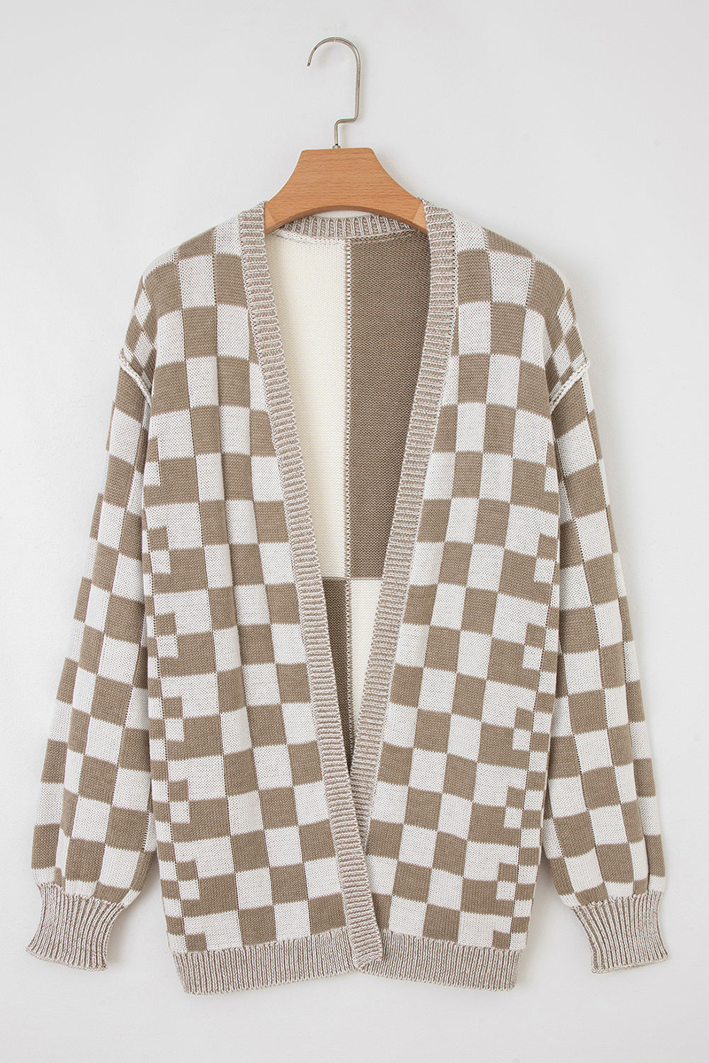 KaleaBoutique Stylish Checkered Open Front Drop Shoulder Cardigan - KaleaBoutique.com