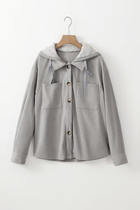KaleaBoutique Hooded Drawstring Pockets Corduroy Shacket - KaleaBoutique.com