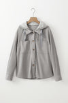 KaleaBoutique Hooded Drawstring Pockets Corduroy Shacket - KaleaBoutique.com