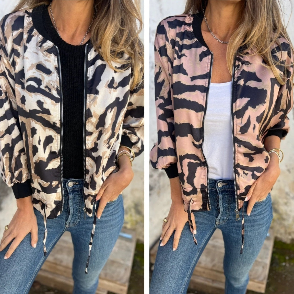 KaleaBoutique Women's Zebra-Print Zip Jacket - KaleaBoutique.com