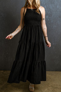 KaleaBoutique Spaghetti Straps Smocked Pleated Tiered Maxi Dress - KaleaBoutique.com