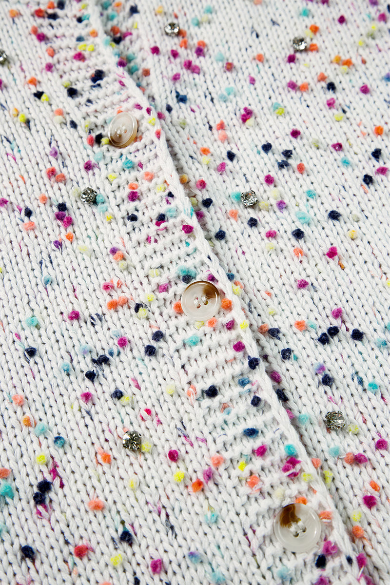 KaleaBoutique Rhinestone Decor Multicolor Confetti Sweater Cardigan - KaleaBoutique.com