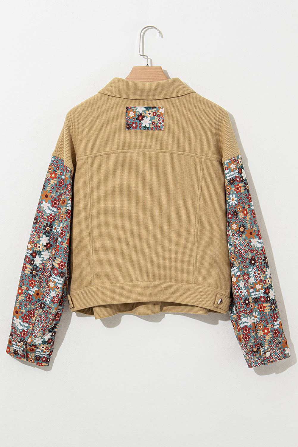KaleaBoutique Waffle Knit Floral Print Patchwork Button up Jacket - KaleaBoutique.com