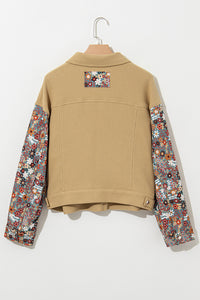 KaleaBoutique Waffle Knit Floral Print Patchwork Button up Jacket - KaleaBoutique.com