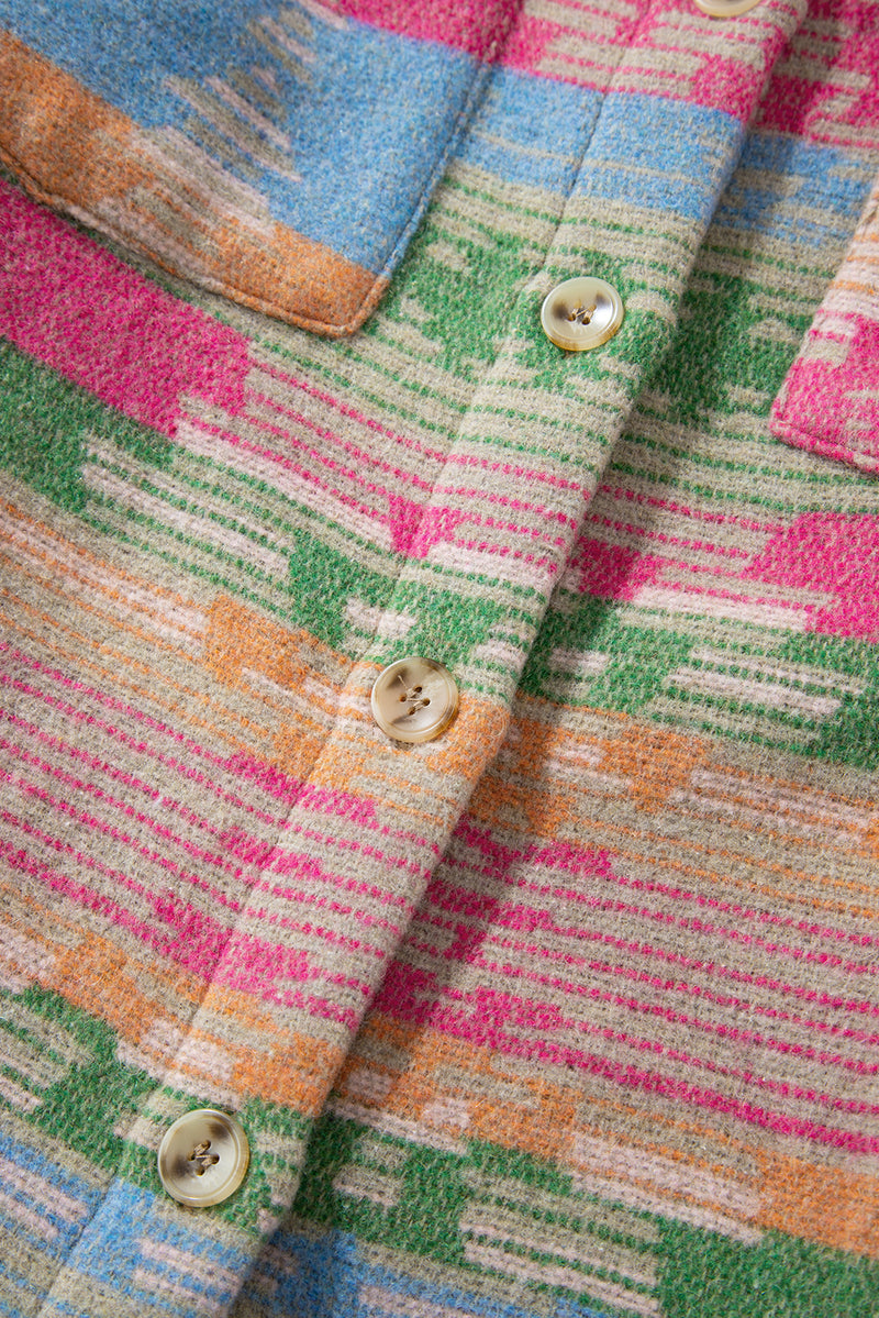 KaleaBoutique Plus Size Aztec Printed Flap Pocket Shacket - KaleaBoutique.com