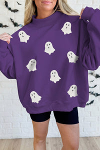 KB Tillandsia Purple Sequin Ghost Halloween Sweatshirt - KaleaBoutique.com