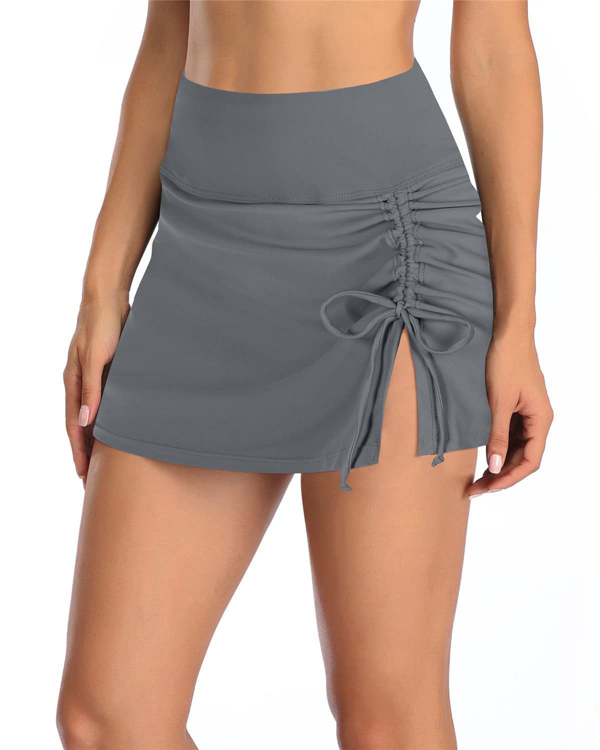 Women's High-Waist Side Tie Swim Skirt with Built-In Briefs - KaleaBoutique.com