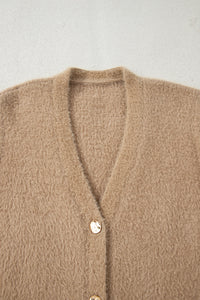 KaleaBoutique Comfortable Fuzzy Buttoned Front Midi Solid Cardigan - KaleaBoutique.com