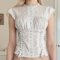 Lace Patchwork Round Neck Shirt For Women - KaleaBoutique.com