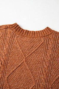KaleaBoutique Stylish Cable Knit Drop Shoulder Loose Fit Sweater Dress - KaleaBoutique.com