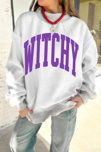 Light Grey Reversible Halloween Slogan Sweatshirt - KaleaBoutique.com