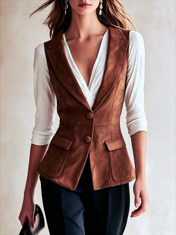 KaleaBoutique Women's V-Neck Suede-Style Vest - KaleaBoutique.com