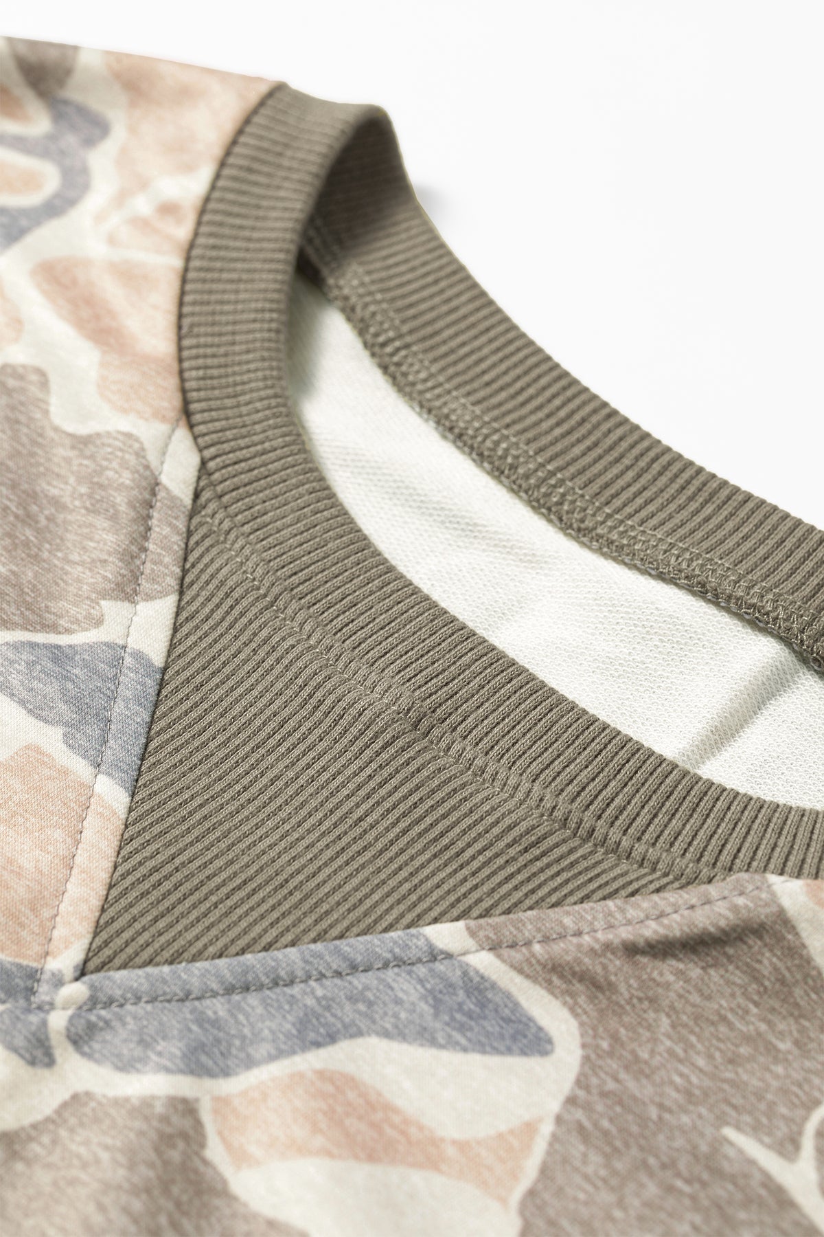 KaleaBoutique Stylish Camo Print Ribbed Trim Casual Pullover Sweatshirt - KaleaBoutique.com