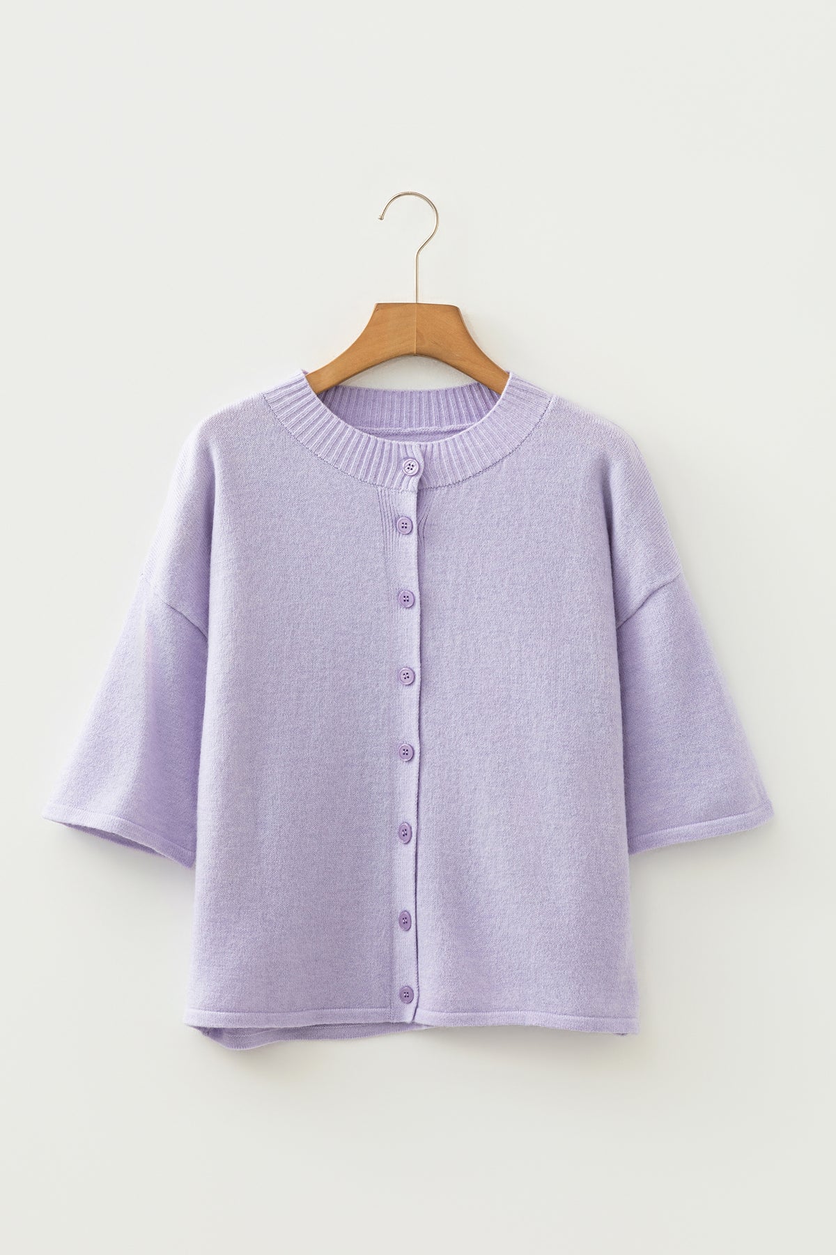 KaleaBoutique Comfortable 3/4 Sleeve Boxy Knit Button Down Sweater Cardigan - KaleaBoutique.com
