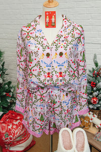 KaleaBoutique Stylish Christmas Holiday Print Nutcracker Long Sleeve Shorts 2pcs Pajama Set - KaleaBoutique.com