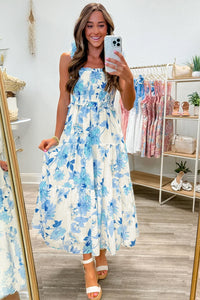 KaleaBoutique Comfortable Ruffled Straps Smocked High Waist Floral Maxi Dress - KaleaBoutique.com