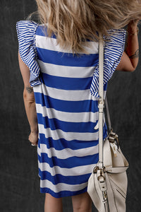 Contrast Ruffled Sleeve T-shirt Dress - KaleaBoutique.com