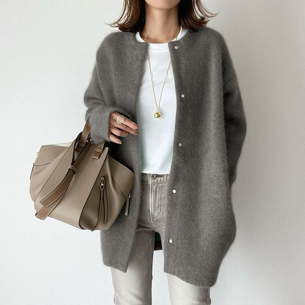 Women's Round-Neck Button-Front Longline Cardigan - KaleaBoutique.com