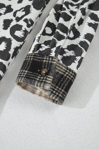 KaleaBoutique Plus Size Plaid Leopard Printed Patchwork Button Up Shacket - KaleaBoutique.com