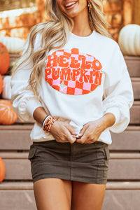 KaleaBoutique Stylish Terry Halloween Pumpkin Patched Pattern Pullover Sweatshirt - KaleaBoutique.com