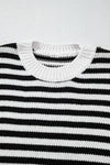 KaleaBoutique Stylish Striped Drop Shoulder Bishop Sleeve Knit Sweater - KaleaBoutique.com