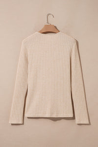 KaleaBoutique Stylish Solid Color Ribbed Knit Cowl Neck Long Sleeve Top - KaleaBoutique.com
