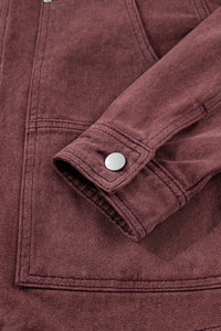 Corduroy Collar Zipped Front Denim Jacket - KaleaBoutique.com