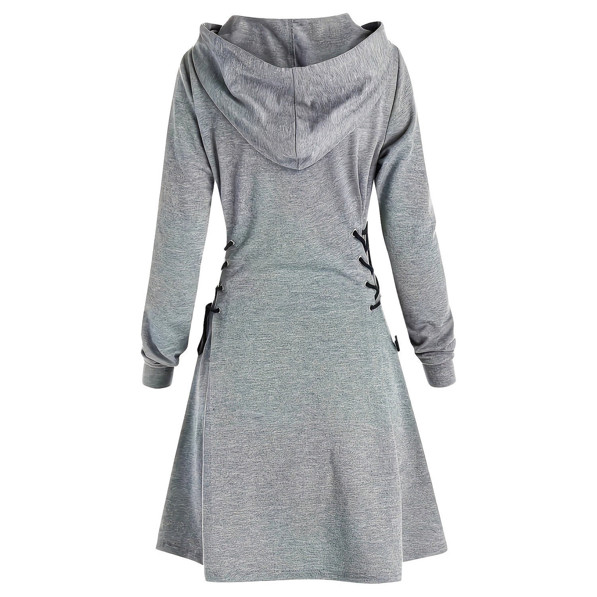 Women's Lace-Up Waist Hooded Long-Sleeve Mini Dress - KaleaBoutique.com