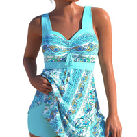 Women's Nautical Stripe Swim Dress and Shorts 2 PC Tankini Set - KaleaBoutique.com