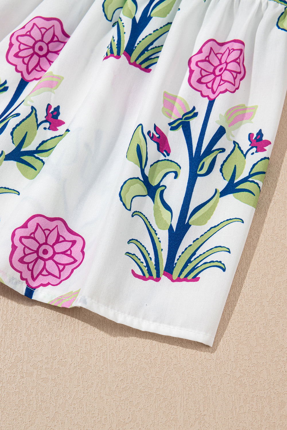 Floral Puff Short Sleeve V Neck High Waist Maxi Dress - KaleaBoutique.com