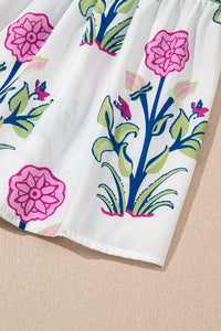 Floral Puff Short Sleeve V Neck High Waist Maxi Dress - KaleaBoutique.com