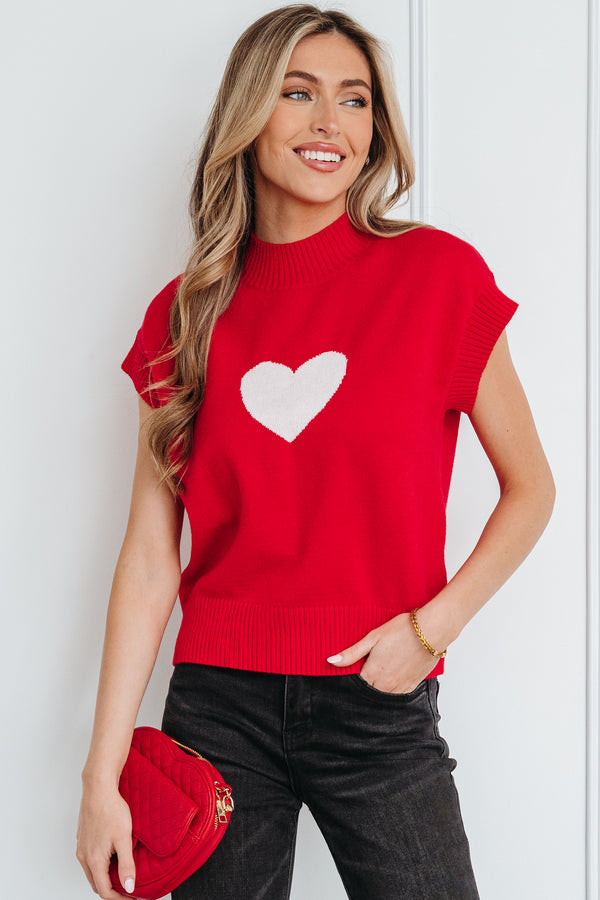 KaleaBoutique Comfortable Valentine Heart Graphic Cropped Short Sleeve Sweater - KaleaBoutique.com