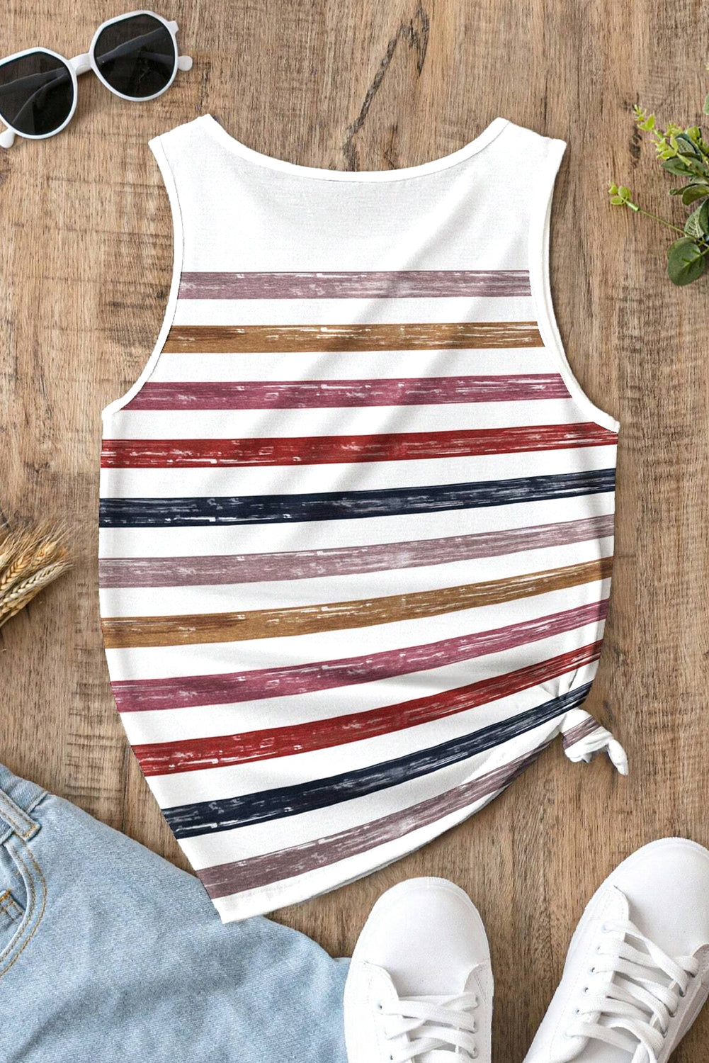 Rainbow Round Neck Tank Top - KaleaBoutique.com