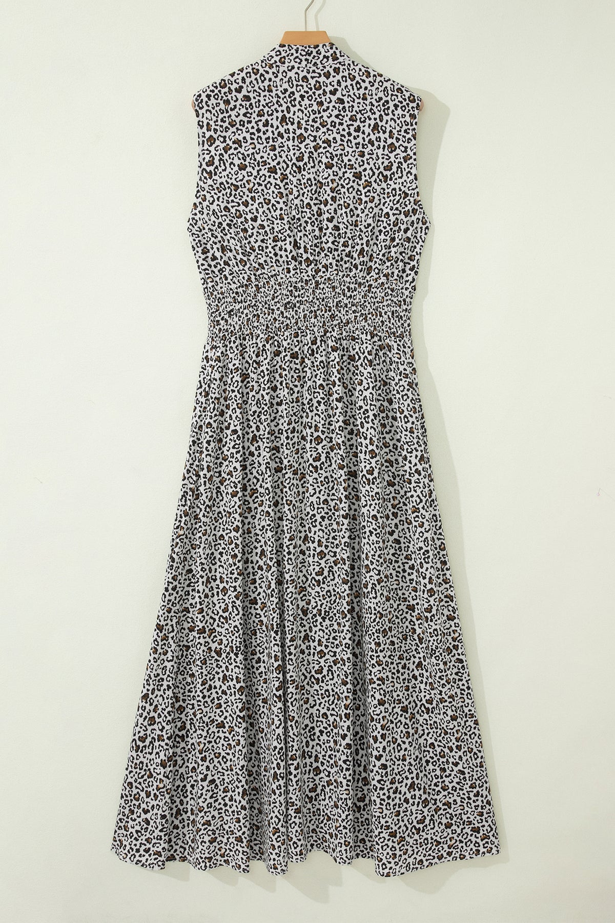 KaleaBoutique Stylish Leopard Zip Front V Neck Cinched Waist Sleeveless Maxi Dress - KaleaBoutique.com
